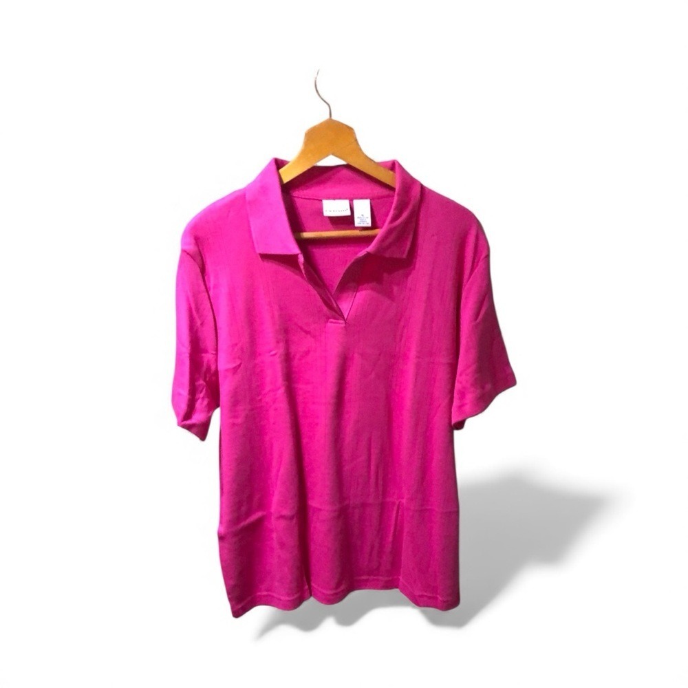 Kim Rogers Bright‎ Pink Collared Polo T-Shirt Vintage